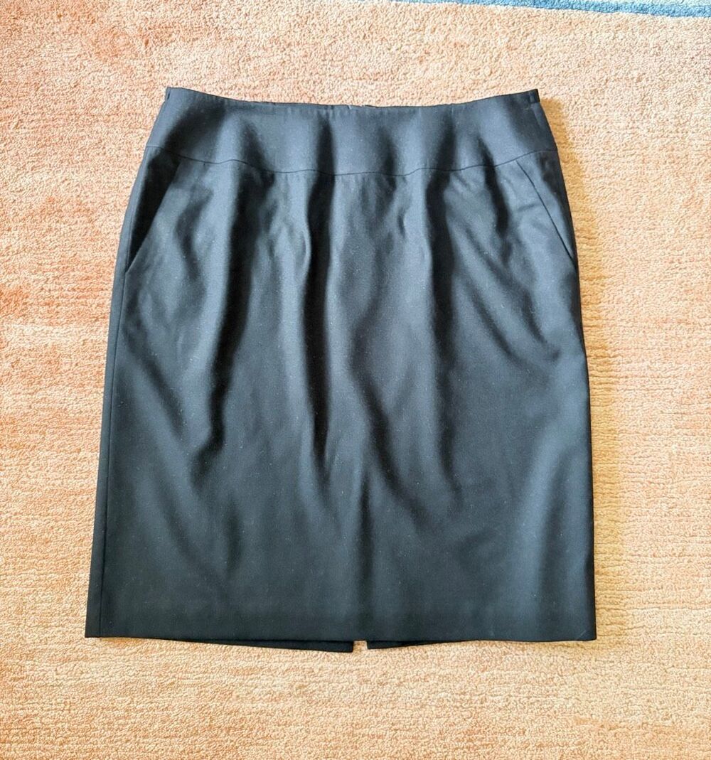 Talbots Woman Black Wool Blend Pencil Skirt Size 12W